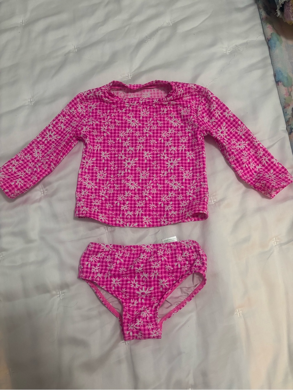Lilly Pulitzer Kids Pink Floral Rash Guard Two-Piece Swim Set